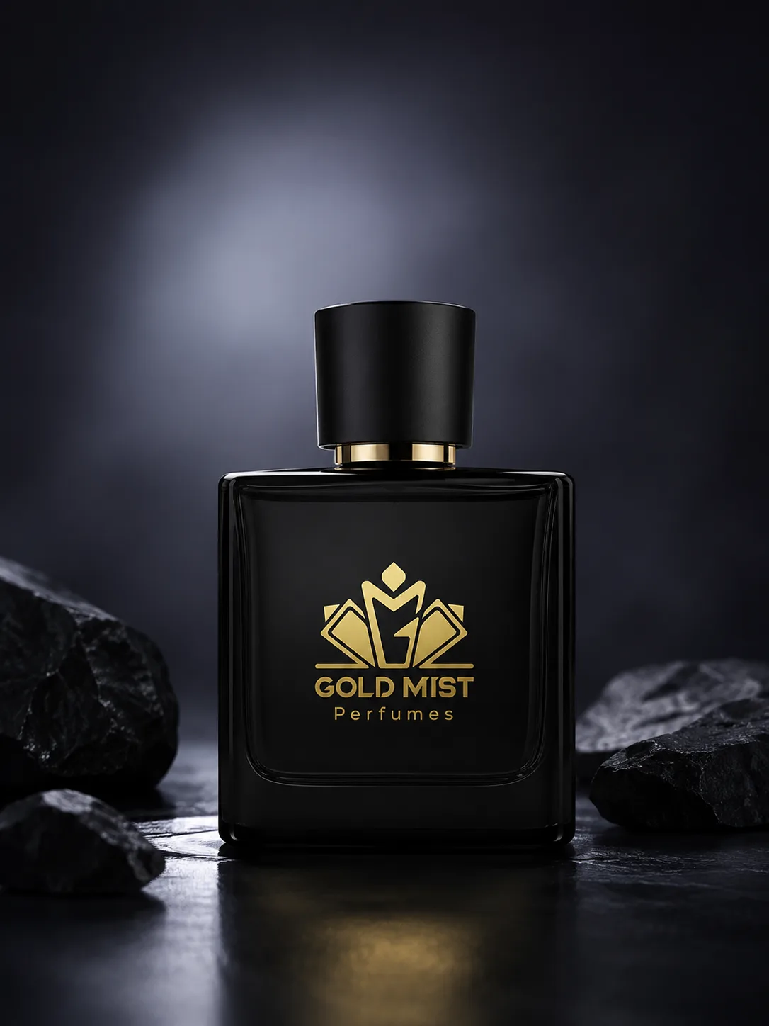 Gold Mist signature bottle on dark stone
